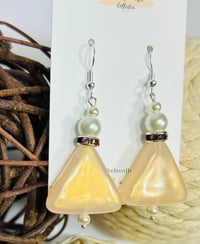 Image 2 of Golden Tan Triangle Earrings