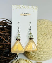 Image 3 of Golden Tan Triangle Earrings