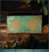 Image 1 of "Sacred Balance" - Hand-Painted Wooden Decoration┃Rustic Wooden Wall Art