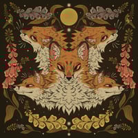 Image 3 of Foxes and Foxgloves Woven Blanket