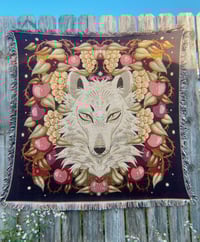 Image 1 of Harvest Wolf Woven Blanket