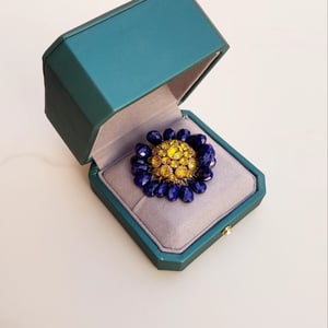 Vintage Rhinestone & Lapis Ring