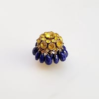 Image 3 of Vintage Rhinestone & Lapis Ring