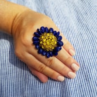 Image 4 of Vintage Rhinestone & Lapis Ring