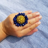 Image 2 of Vintage Rhinestone & Lapis Ring