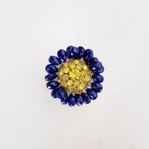 Vintage Rhinestone & Lapis Ring