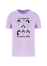 Image 1 of ELLAS TAMBIÉN SON HISTORIA DE ESPAÑA. Color lila. Camiseta Unisex