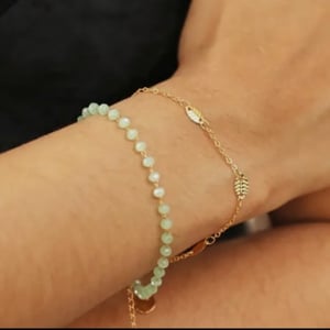 Image of Lisa Angel Set of 2 Leaf & Green Beaded Bracelets