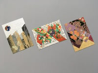 Image 1 of Butterfly Nature Japanese ATCs Mixed Media Floral ACEOs Original Art