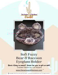 Image 1 of Soft Fuzzy Bear & Raccoon Eyeglass Holder Crochet Pattern PDF File