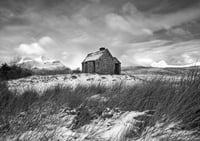 Image 1 of The Elphin Bothy in winter exclusive print (monochrome)