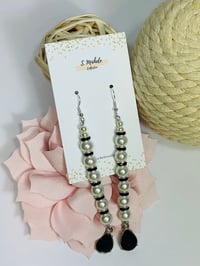 Image 1 of Pearl & Rhinestone Drop Earrings