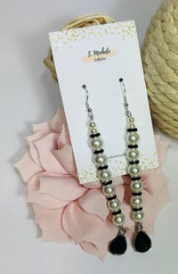 Image 2 of Pearl & Rhinestone Drop Earrings