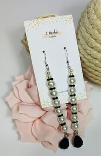 Image 4 of Pearl & Rhinestone Drop Earrings
