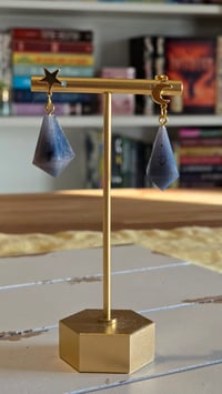 Image 1 of Midnight Rain d4 dice earrings