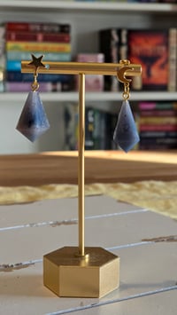 Image 4 of Midnight Rain d4 dice earrings