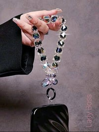 Black Butterfly Grid Beaded Lanyard, Wrist Strap, Phone Case, Keychain Or Bag Charm