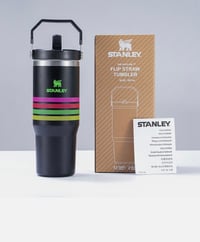 Image 4 of The Varsity IceFlow™️ Flip Straw Tumbler “Black Stripe” | 30 Oz.