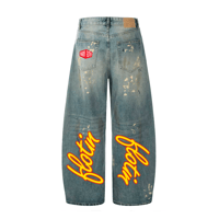 Image 2 of NARVI FLOTIN WIDE LEG  SPLATTER JEANS + SLEEVELESS FADED GRAPHIC T SHIRT