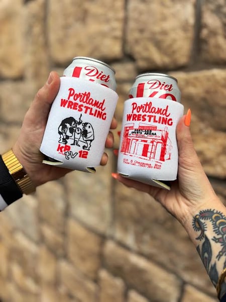 Image of Portland Wrestling Double Sided Beer Koozie