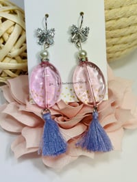 Image 4 of Rhinestone Bow Pink Oval Earrings
