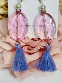 Image 5 of Rhinestone Bow Pink Oval Earrings