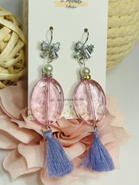 Image 6 of Rhinestone Bow Pink Oval Earrings
