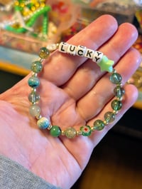 Image 2 of St. Patrick's Day LUCKY beaded stretch bracelet 