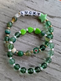 Image 4 of St. Patrick's Day LUCKY beaded stretch bracelet 