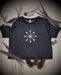 Image 2 of Man Wants Chaos Cropped Mesh Ringer Tee