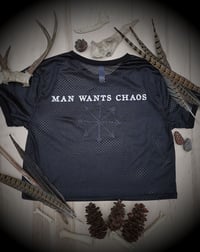 Image 3 of Man Wants Chaos Cropped Mesh Ringer Tee
