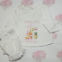 Image 1 of My 1st Birthday dancing fruit grill pjs 