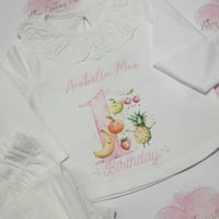 Image 2 of My 1st Birthday dancing fruit grill pjs 