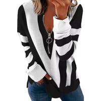 Image 3 of Autumn/winter Zipper V-neck Long sleeve Sweatshirt 