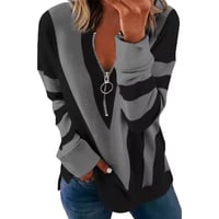 Image 2 of Autumn/winter Zipper V-neck Long sleeve Sweatshirt 