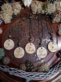 Image 2 of Wood Round Illusion Rune Necklaces