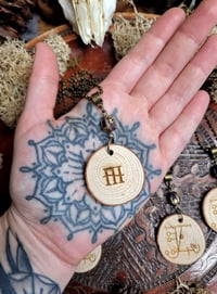 Image 4 of Wood Round Illusion Rune Necklaces