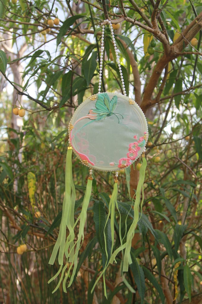 Image of The Embroidered Lantern Butterfly Pink / Butterfly Green