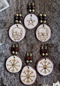 Image 1 of Wood Round Talisman Necklaces