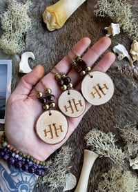 Image 4 of Wood Round Talisman Necklaces