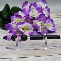 Image 2 of Black and Purple Stars Beaded Pen 
