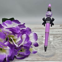 Image 1 of Purple Spider Beaded Pen 