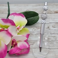 Image 3 of Silver Cheetah Beaded Pen 