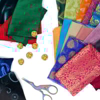 Image 5 of Silk Brocade Velvet Offcuts Mixed Colours