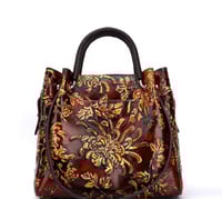 Image 2 of Genuine Leather Vintage Three Dimensional Embossed Luxury Handbag