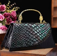 Image 5 of Luxury Cowhide High Quality Fashion Handbag Dragon Scale Crocodile Print Shoulder Bag