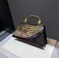 Image 2 of Luxury Cowhide High Quality Fashion Handbag Dragon Scale Crocodile Print Shoulder Bag