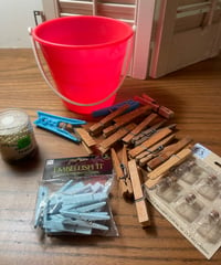 Vintage Small Bucket with Random Crafty Goodies