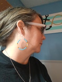 Image 2 of Blue Native American  beaded hoops