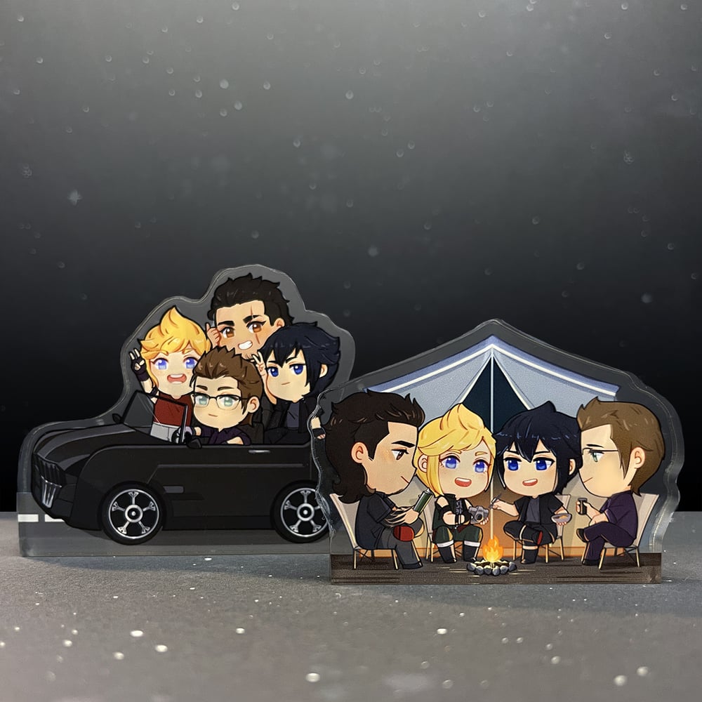 [PREORDER/IN STOCK - Standee] FFXV Chocobros Roadtrip/Camping Block Standee